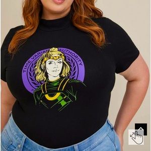 NWT, TORRID, MARVEL LOKI SYLVIE MOCK NECK TOP, 1X